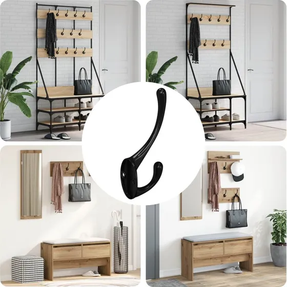 vidaXL Tøjkrog 346 stk, Sort, 102 x 29 x 47 mm, Zinklegering