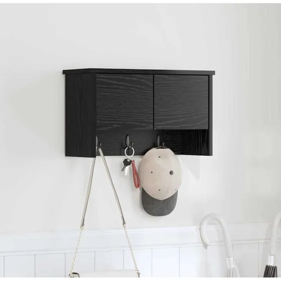 vidaXL Vægmonteret Jakkeholder Sort 50 x 20 x 30 cm Konstrueret Træ