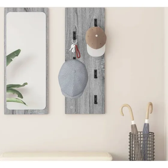 vidaXL Vægmonteret Jakkeholder Grå Sonoma 30 x 1,5 x 80 cm