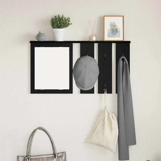 vidaXL Vægmonteret Jakkeholder Sort, 85 x 10 x 45 cm, Træ