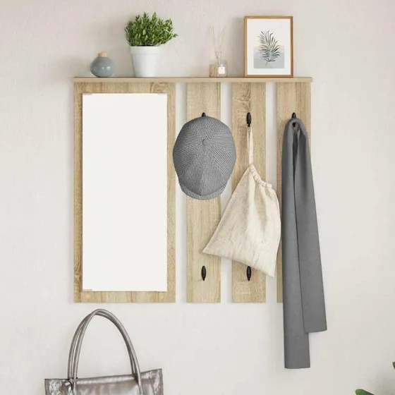 vidaXL Vægmonteret Jakkeholder Sonoma-eg 84 x 10 x 80 cm