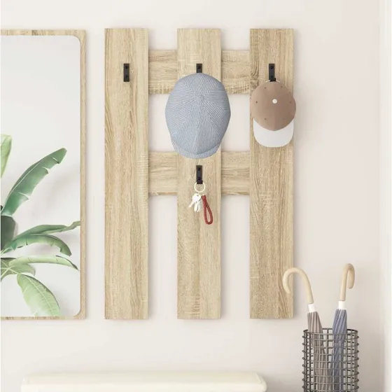 vidaXL Vægmonteret Jakkeholder Sonoma-eg 65 x 3 x 100 cm