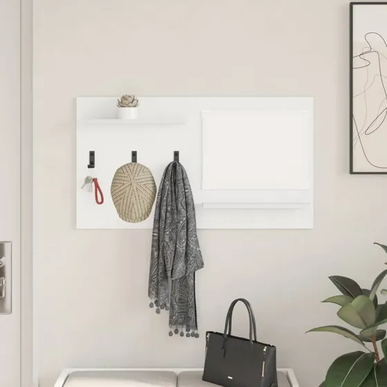 vidaXL Vægmonteret Jakkeholder Hvid 90 x 10 x 50 cm Konstrueret Træ