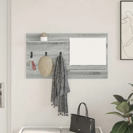 vidaXL Vægmonteret Jakkeholder Grå Sonoma 90 x 10 x 50 cm