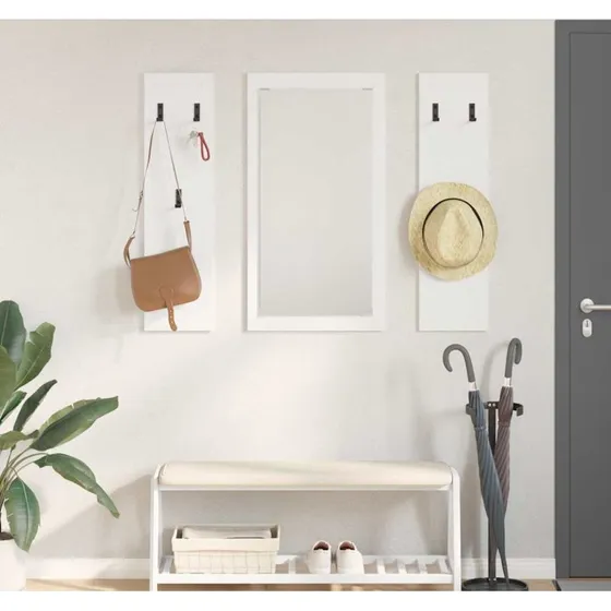 vidaXL Vægmonteret Jakkeholder Hvid 96 x 1,5 x 90 cm Konstrueret Træ