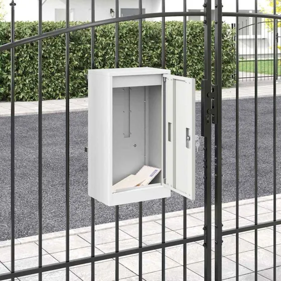 vidaXL Hvid Postkasse 30 x 20 x 55 cm Stål med Dør
