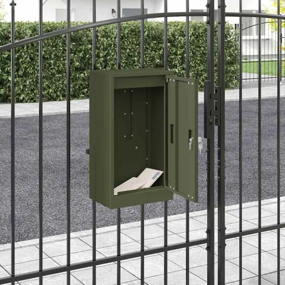 vidaXL Postkasse Olivengrøn 30 x 20 x 55 cm Stål