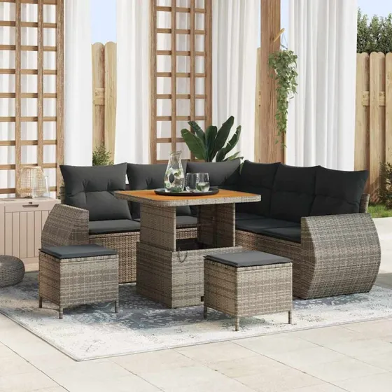 vidaXL Havesofa Sæt 8 stk Grå polyrattan