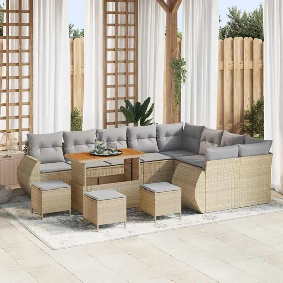 vidaXL Havesofa Sæt 13 pcs Beige polyrattan