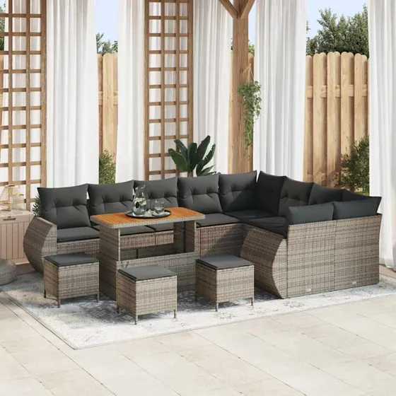 vidaXL Havesofa Sæt 13 pc Grå polyrattan