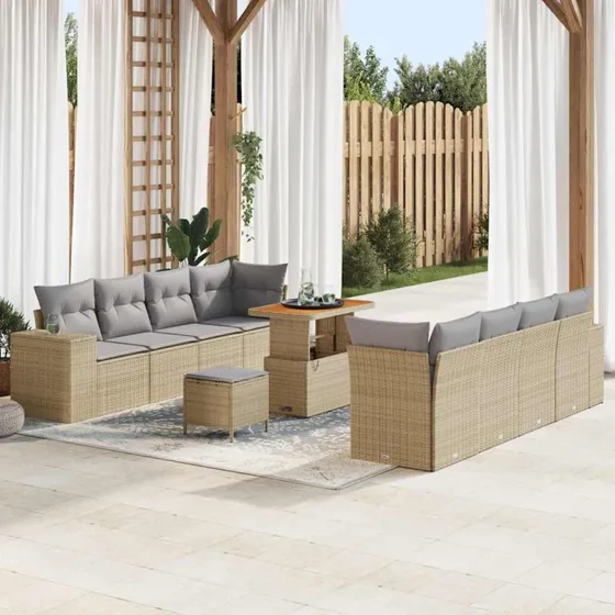 vidaXL Havesofa Sæt 11 pc Beige polyrattan