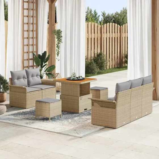 vidaXL Havesofa Sæt 8 stk Beige polyrattan