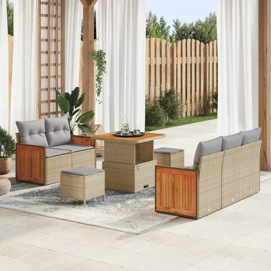 vidaXL Havesofa Sæt 8 pcs Beige og Lys Grå