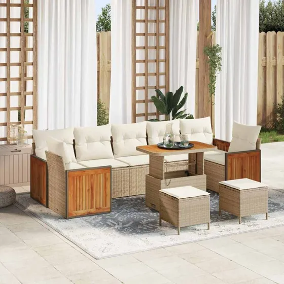 vidaXL Havesofa Sæt 10 stk Beige/Creme 90 x 55 x 71 cm