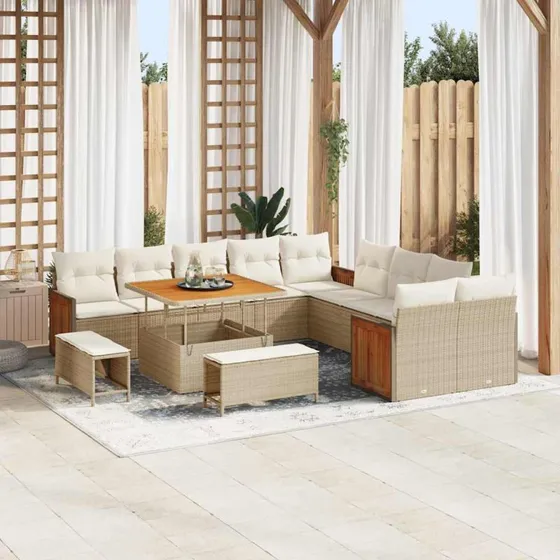 vidaXL Havesofa Sæt 13 pcs Beige/Creme 100x100x71 cm