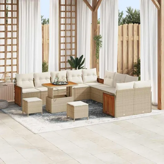 vidaXL Havesofa Sæt 13 stk Beige/Creme 90x55x71 cm