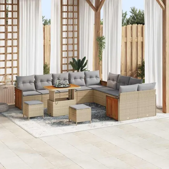 vidaXL Havesofa Sæt 13 stk Beige/Lys Grå 90x55x71 cm