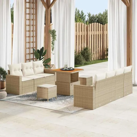vidaXL Havesofa Sæt 10 stk beige/creme 80x80x71 cm