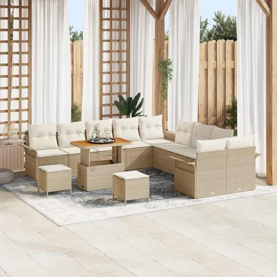 vidaXL Havesofa Sæt 13 stk Beige/Creme med opbevaring