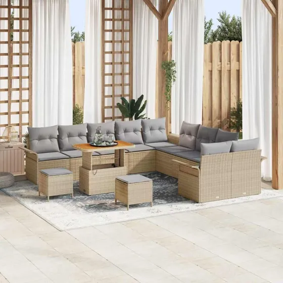 vidaXL Havesofa Sæt 13 stk Beige/Lys Grå med Opbevaring