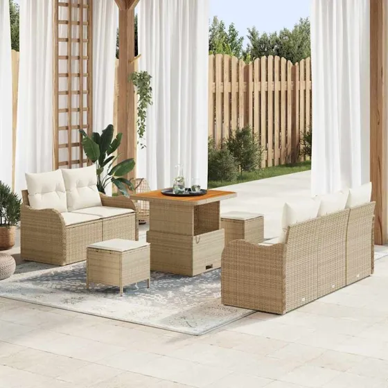 vidaXL Havesofa Sæt 8 pc Beige/Creme med Opbevaring