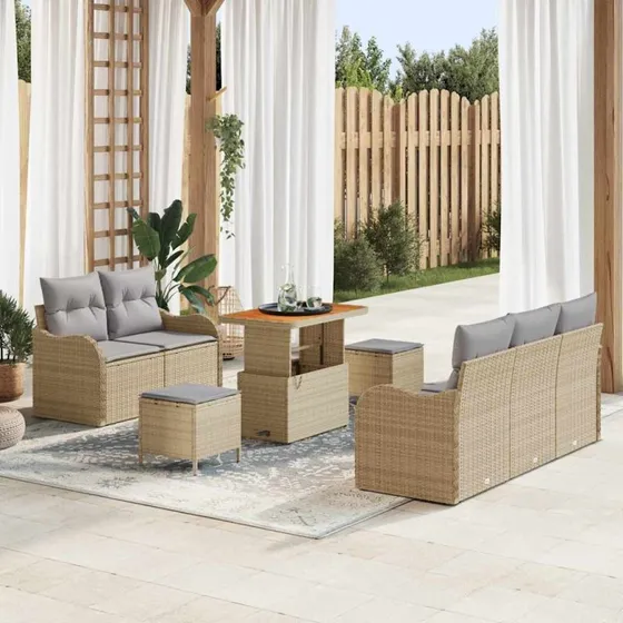 vidaXL Havesofa Sæt 8 stk Beige/Lys Grå med Opbevaring