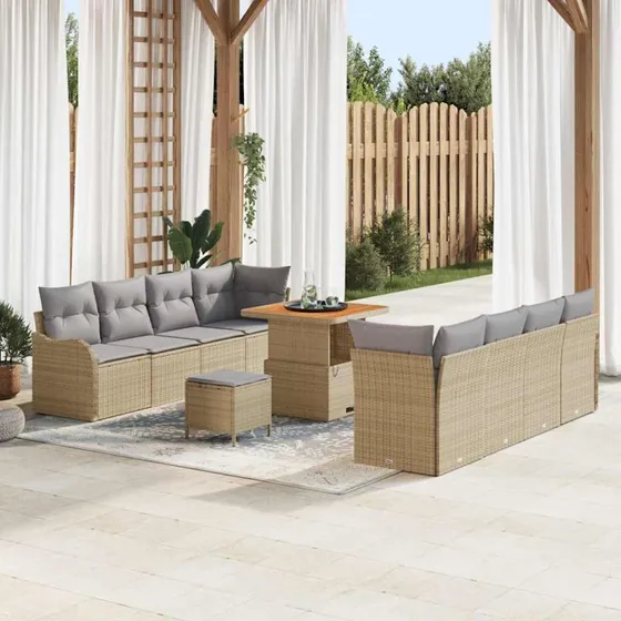 vidaXL Havesofa Sæt 11 stk Beige/Lys Grå 80x80x71 cm