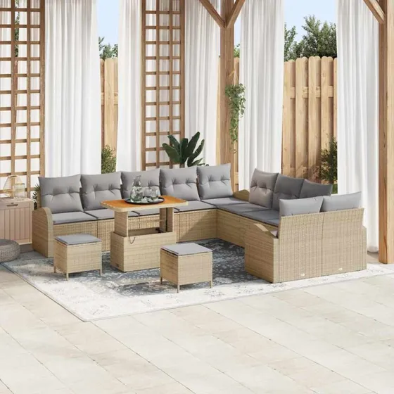 vidaXL Havesofa Sæt 13 stk Beige/Lys Grå med Opbevaring