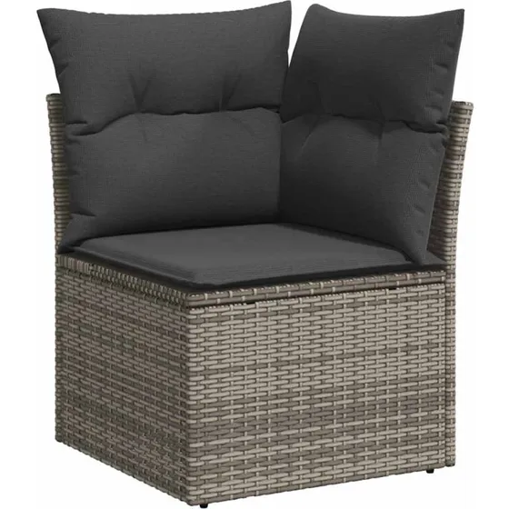 vidaXL Havesofa Sæt 9 pcs Grå Poly Rattan med Opbevaring