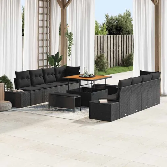 vidaXL Havesofa Sæt Sort 100 x 100 x 71 cm Poly Rattan