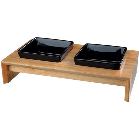 Trixie foderbar med sorte keramikkskåle 2 x 0,2 L (28x15x5 cm)