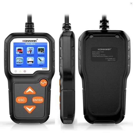 Konnwei KW650 Batteritester 6V-12V til bil og motorcykel