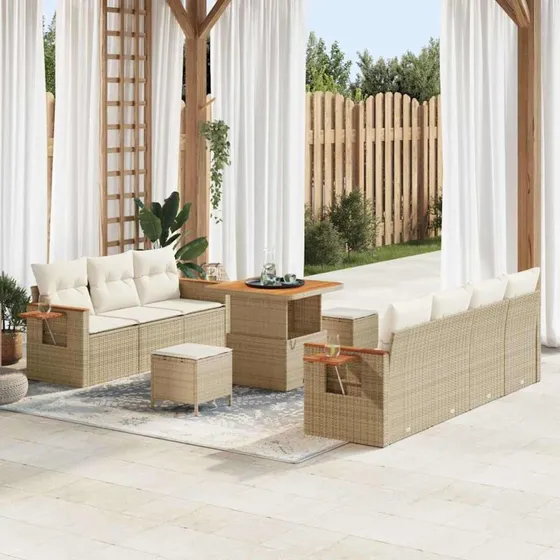 vidaXL Havesofa Sæt 13 pcs Beige/Creme Poly rattan med opbevaring