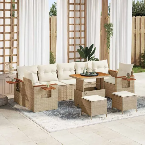 vidaXL Havesofa Sæt 13 pcs Beige/Creme Poly rattan med opbevaring