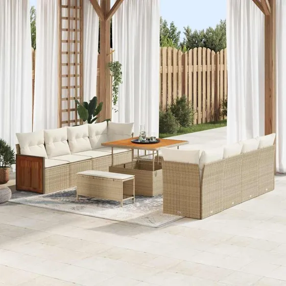 vidaXL Havesofa Sæt Beige/Creme 231x224x85 cm PolyRattan