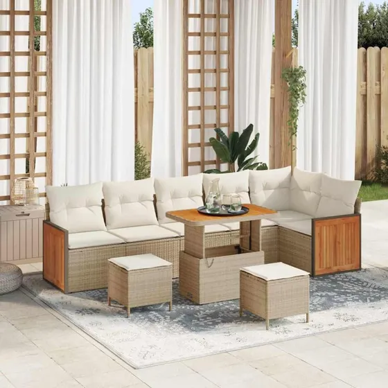 vidaXL Havesofa Sæt 11 pcs Beige/Creme PolyRattan