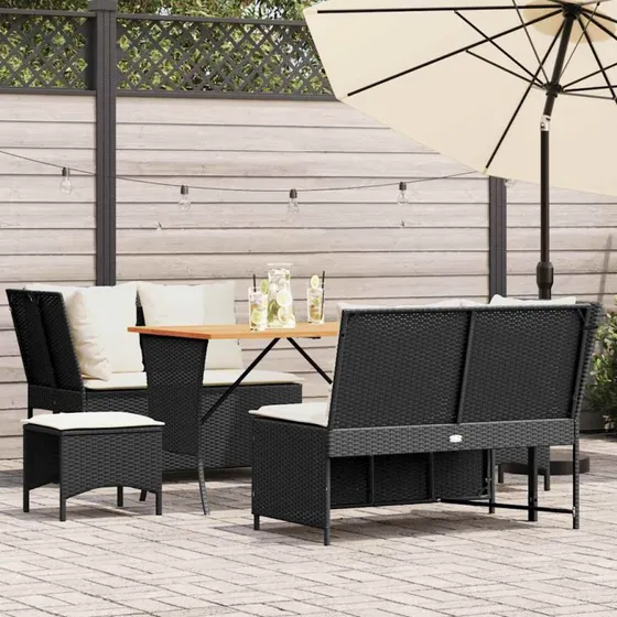 vidaXL 5-delet polyrattan havesofasæt med hynder, sort