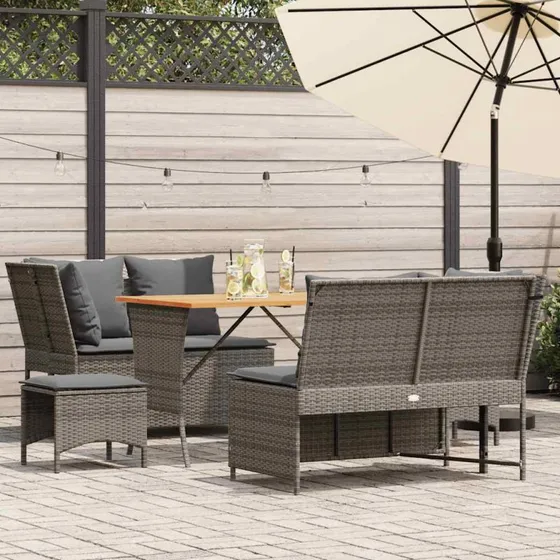 vidaXL 5-delssofasæt med hynder i grå polyrattan