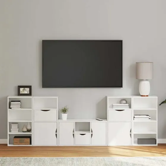 vidaXL ODDA Massivt Fyrretræ TV-skabe 5 stk Hvid