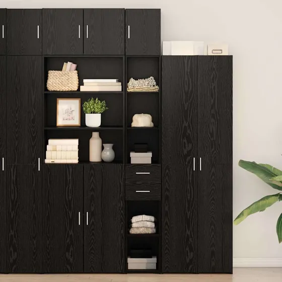 vidaXL Slim Opbevaringsskab Sort 30 x 42,5 x 225 cm Konstrueret Træ
