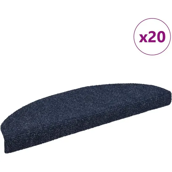 vidaXL Trappemåtter selvklæbende 20 stk. 65x21x4 cm blå halvrunde