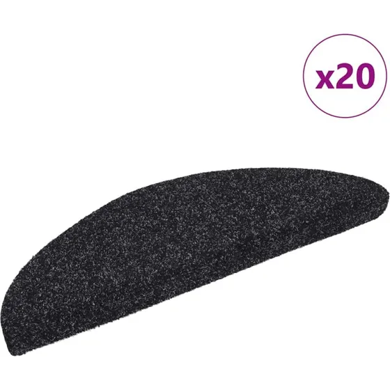 vidaXL selvklæbende trappemåtter 20 stk. 56x17x3 cm sorte halvrunde