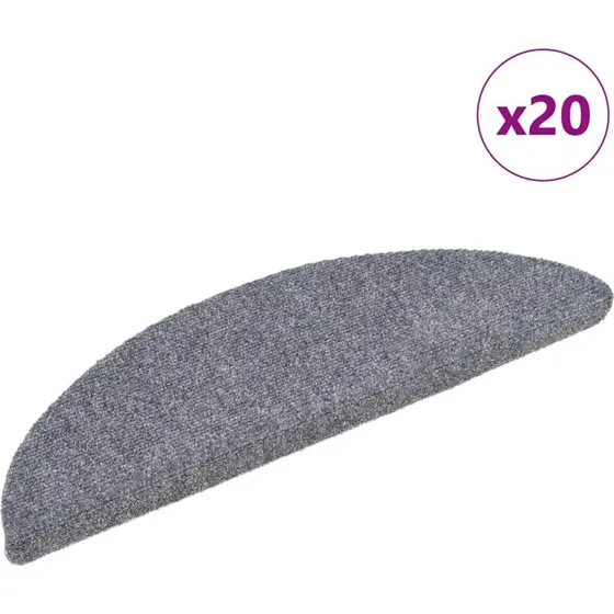 vidaXL Selvklæbende Trappemåtter 20 stk. 56x17x3 cm lysegrå halvrunde