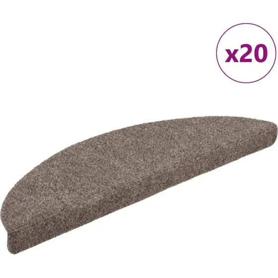 vidaXL selvklæbende trappemåtter 20 stk. 56x17x3 cm beige halvrunde