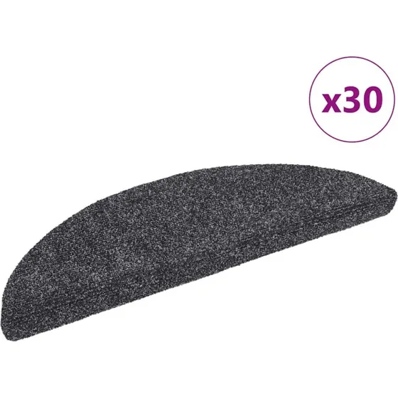 vidaXL selvklæbende trappemåtter 30 stk. 56x17x3 cm mørkegrå halvrunde