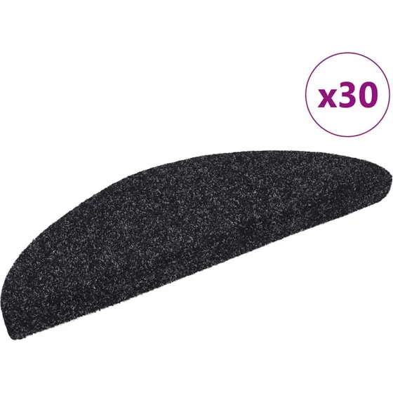 vidaXL selvklæbende trappemåtter 30 stk. 56x17x3 cm sorte halvrunde