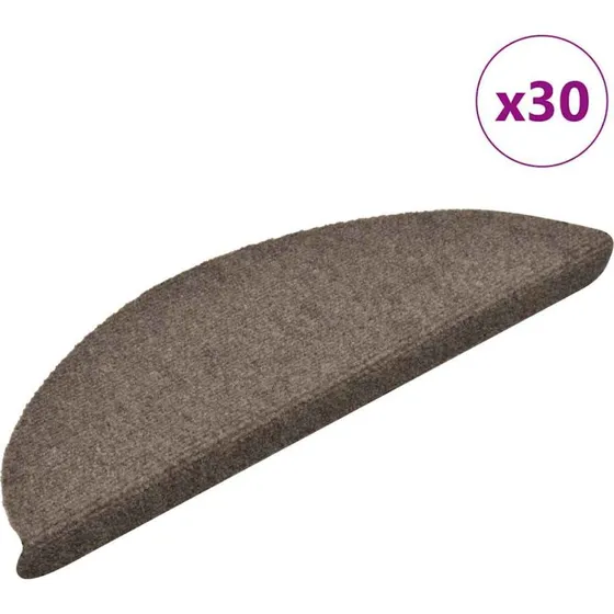 vidaXL selvklæbende trappemåtter 30 stk. 56x17x3 cm beige halvrunde