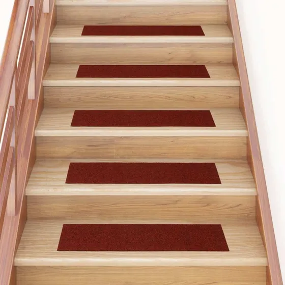 vidaXL Trappemåtter Selvklæbende 30 stk. 76x20 cm Bordeauxrød