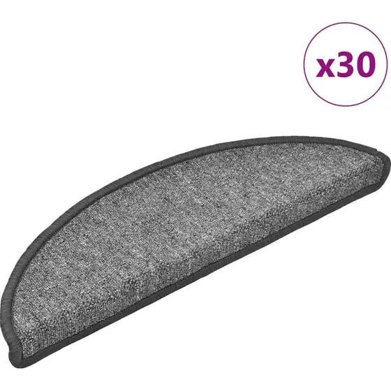 vidaXL Trappemåtter 30 stk. 56x17x3 cm mørkegrå halvrunde