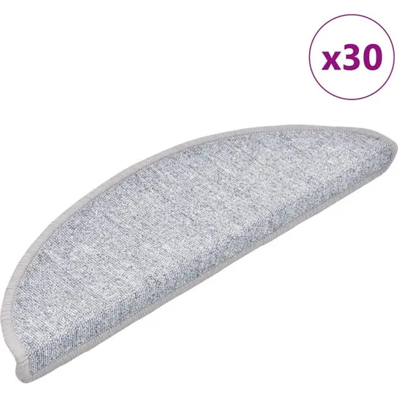 vidaXL Trappemåtter 30 stk. 56x17x3 cm lysegrå halvrunde